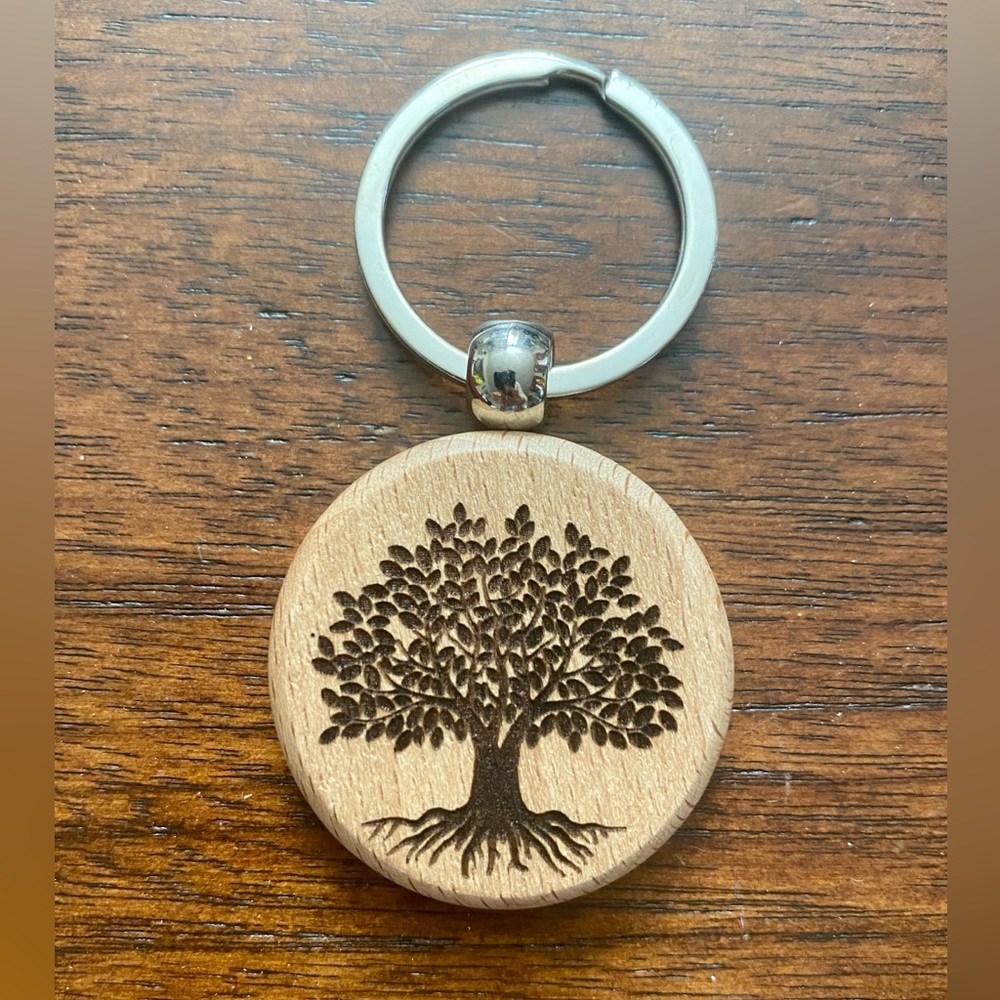Wooden Tree of Life engraved Keychain